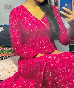 Full Flayer Gown Kurti Umbrella Cut Dark Pink
