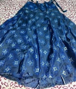 Blue Diamond Pattern Maxi Skirt