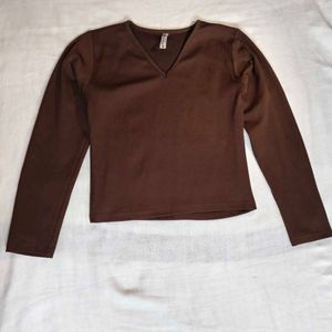 Women Full sleeve Brown Top