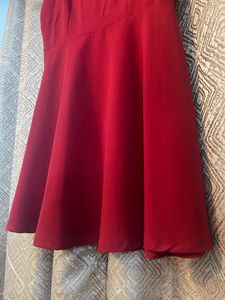 Red Skater Dress with Shoulder Bow Detail