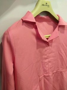 Imported Top, Light Pink With A Chic Collar And Waist. Perfect For Both Formal And Casual Days
