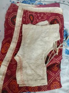 2 Red Bandhani Chunri Saree