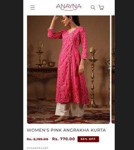 Pink &amp; White Bandhani Kurta