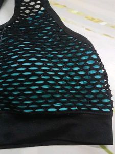(200)Mesh Sports Bra - Black