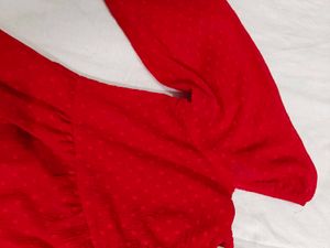 Red Sweetheart Neck Top For Women