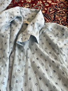 Light Blue Card Suit Button-Up Shirt