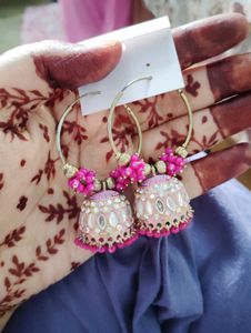Pink Jhumka Earrings