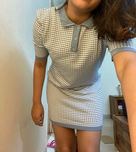 Chic Blue &amp; White Checkered Polo Tshirt Dress