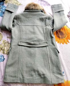 Elegant Grey Coat Faux Fur Collar