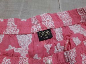 Pink &amp; White Printed Casual Pants