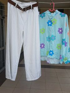 Striped Top &amp; Pants Co-ord Set