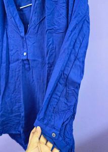 Park Avenue Women Blue Solid Shirt Style Top