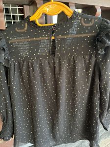 Black &amp; Gold Polka Dot Top