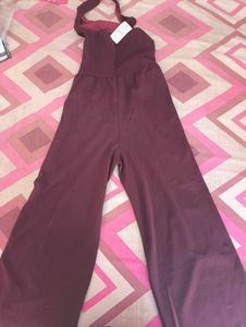 Burgundy Wide Jumpsuit size- L