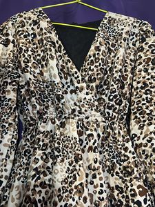 Leopard Printed Ruffle Midi Dress