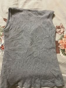 Gray Ribbed Tank Top