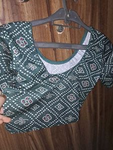 Chunari Print Green Blouse