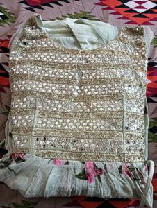 Elegant Mirror Work Floral Dress