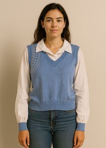 Blue Knit Sweater Vest