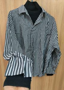 🏷️2-in-1 Layered Striped Oversized Shirt! ✨