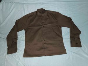 Brown Mandarin Collar Shirt