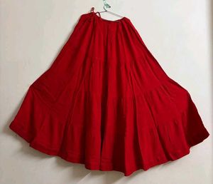 Red Plain Lehenga