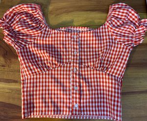 Red Gingham Crop Top