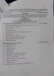 Physiology Question Papers Years Qp Code 3152