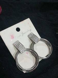Silver Circle Dangle Earrings