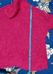 Hot Pink fluffy Roll Neck Jumper/Dress-FIXED PRICE