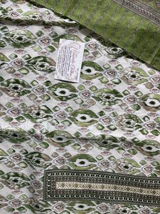 Pakistani Printed Green &amp; White Geometric Print Fa