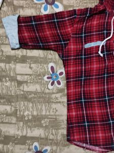 Stylish Red Plaid Hooded Shirt