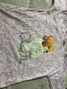 Trendy Light Purple Tie-Dye ‘Cool Bear’ Graphic Te