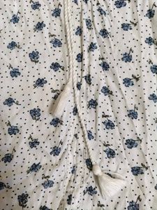 Floral Printed Top with Tassel Tie - Up