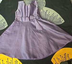 Girl's Lilac Satin Party Dress