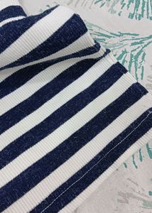 Turtle Neck Sweater For Women. Blue And White Stripes Turtle Neck Sweater
