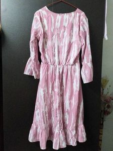 Pink Patterned Midi Dress
