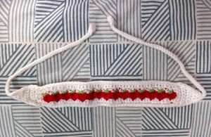 Trendy Crochet Handmade White and Red Headband
