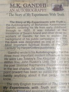 Autobiography Of mK Gandhi