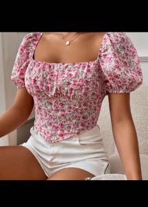 Blue Floral Milkmaid Blouse