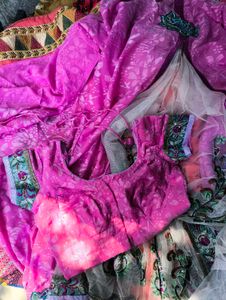 Pink ready to wear saree with blouse