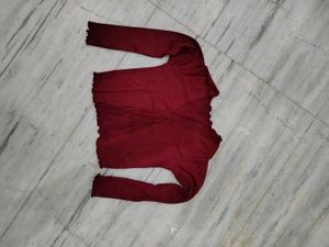 Burgundy Tie-Front Crop Top