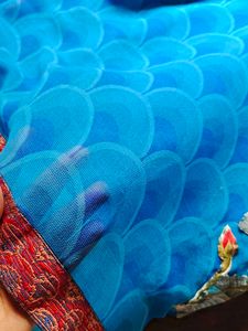 Blue Floral Print Saree