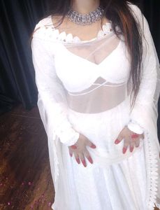 Beautiful White Chickenkari Lahnga
