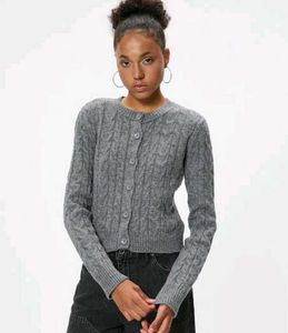 Grey Cable Knit Cardigan
