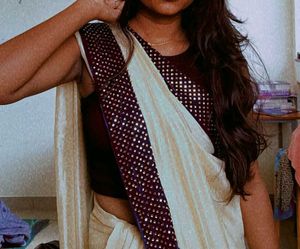Elegant Beige Saree with grand blue border
