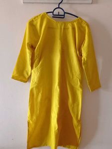 Chikenkari Yellow Kurti