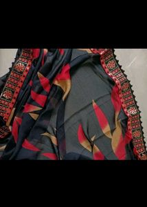 Elegant Black Printed Saree