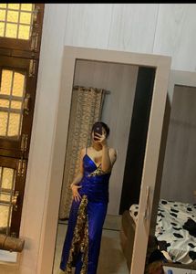 Royal Blue Gown with Gold Detailing