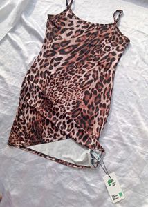 Brand New (Newme) Brown Leopard Print Mini Dress